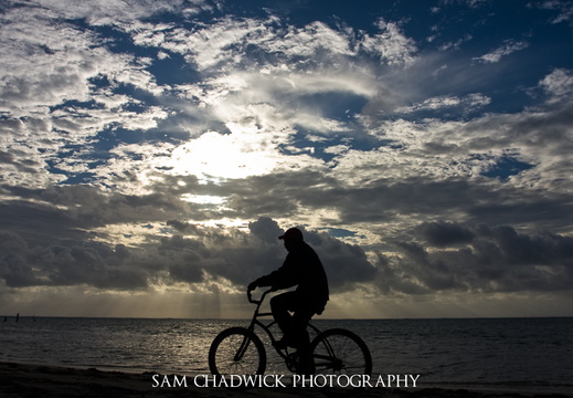 Cycling along a beach